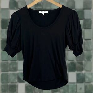 Frame Denim Charcoal Short puff Sleeve Top‎ XS